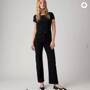 Levi’s Premium Jeans Womens 27 Black Ribcage Straight Button Fly High Rise Denim